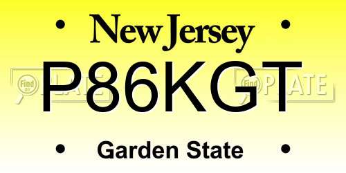 P86KGT New Jersey License Plate