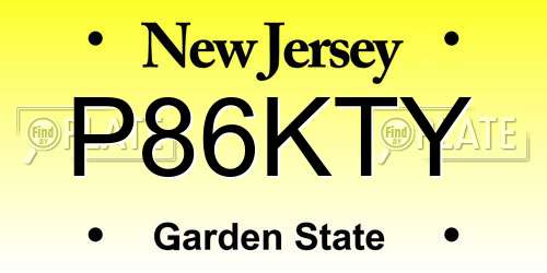 P86KTY New Jersey License Plate