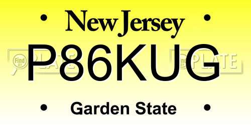 P86KUG New Jersey License Plate