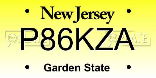 P86KZA New Jersey License Plate