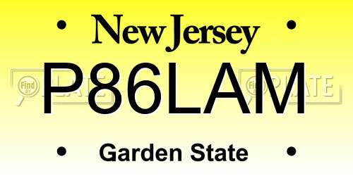P86LAM New Jersey License Plate