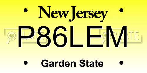 P86LEM New Jersey License Plate