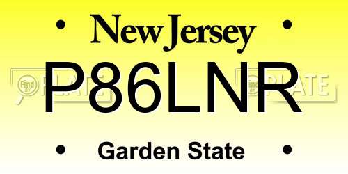 P86LNR New Jersey License Plate