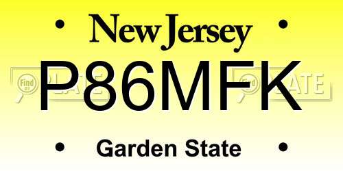 P86MFK New Jersey License Plate