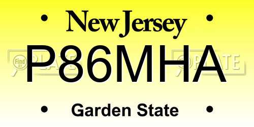 P86MHA New Jersey License Plate