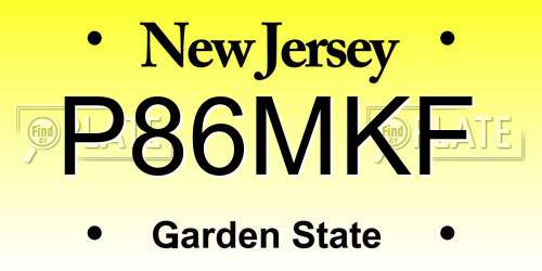 P86MKF New Jersey License Plate