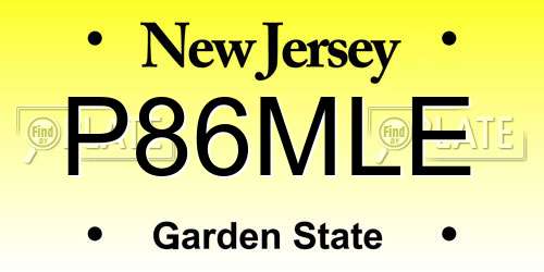 P86MLE New Jersey License Plate