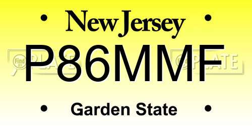 P86MMF New Jersey License Plate