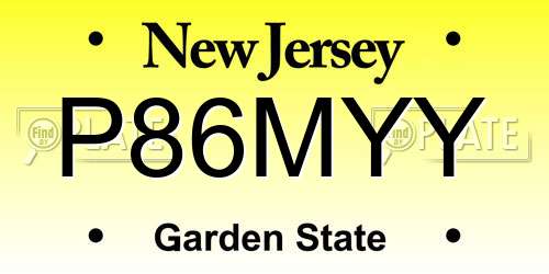 P86MYY New Jersey License Plate