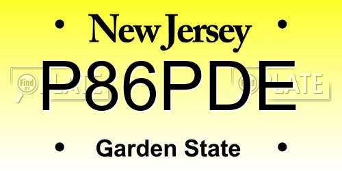 P86PDE New Jersey License Plate
