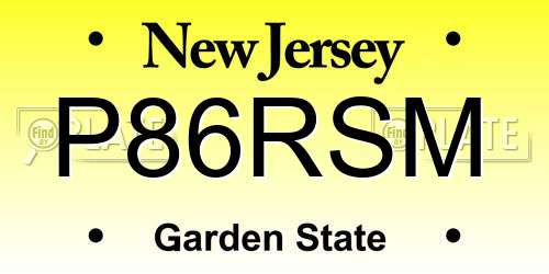 P86RSM New Jersey License Plate
