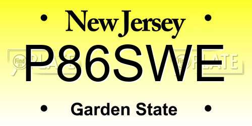 P86SWE New Jersey License Plate