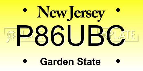 P86UBC New Jersey License Plate