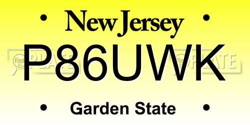 P86UWK New Jersey License Plate