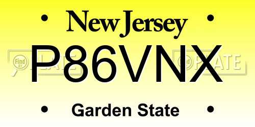 P86VNX New Jersey License Plate
