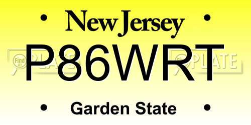 P86WRT New Jersey License Plate