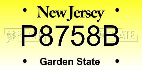 P8758B New Jersey License Plate