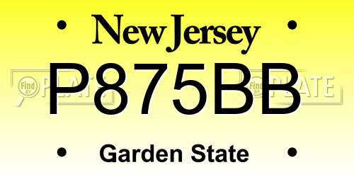 P875BB New Jersey License Plate