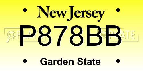 P878BB New Jersey License Plate