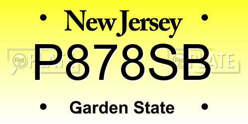 P878SB New Jersey License Plate
