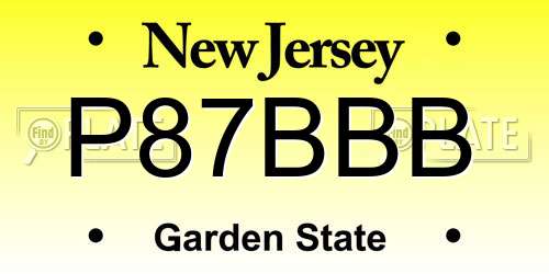 P87BBB New Jersey License Plate