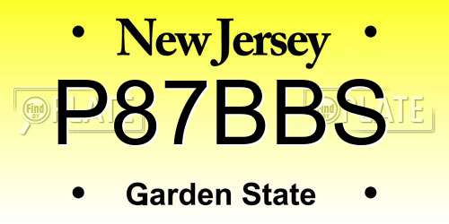 P87BBS New Jersey License Plate