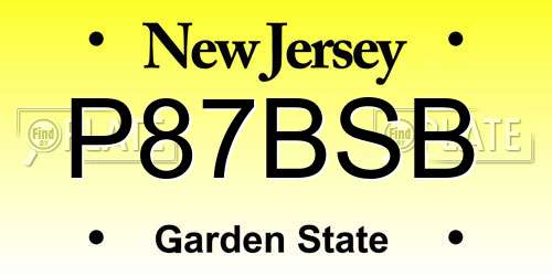 P87BSB New Jersey License Plate