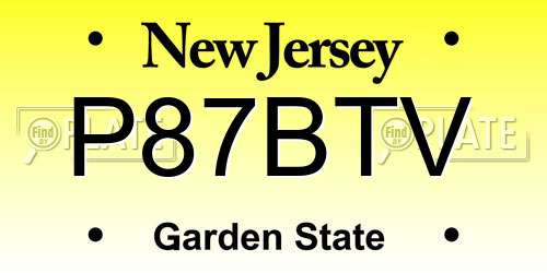 P87BTV New Jersey License Plate