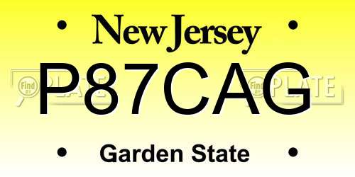 P87CAG New Jersey License Plate