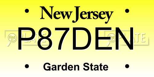 P87DEN New Jersey License Plate