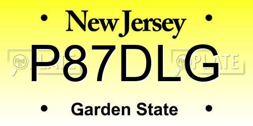 P87DLG New Jersey License Plate