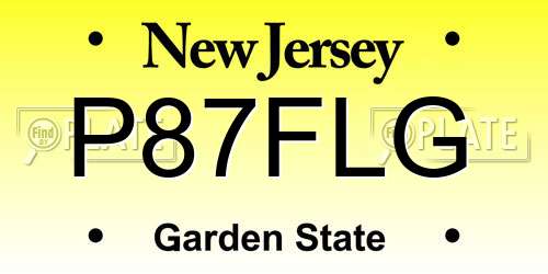 P87FLG New Jersey License Plate