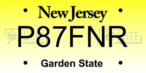 P87FNR New Jersey License Plate