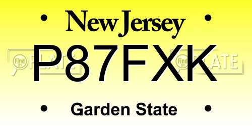 P87FXK New Jersey License Plate