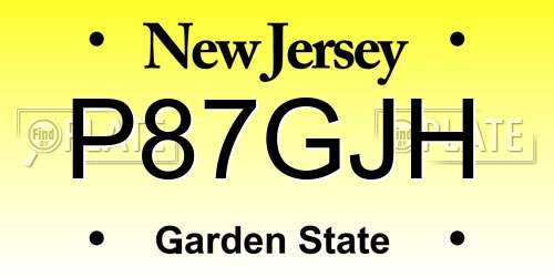 P87GJH New Jersey License Plate