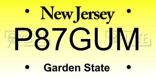 P87GUM New Jersey License Plate