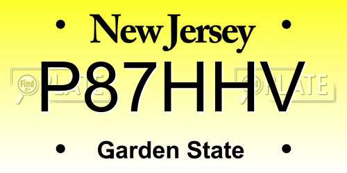 P87HHV New Jersey License Plate