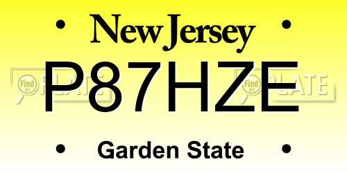 P87HZE New Jersey License Plate