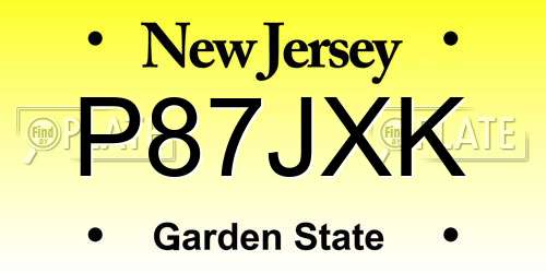 P87JXK New Jersey License Plate