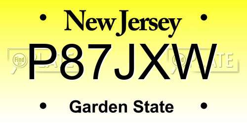 P87JXW New Jersey License Plate
