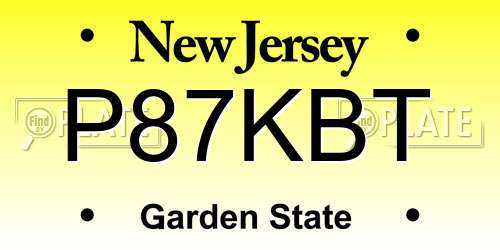 P87KBT New Jersey License Plate