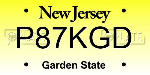 P87KGD New Jersey License Plate