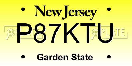 P87KTU New Jersey License Plate