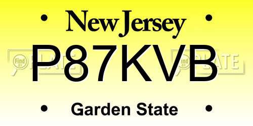 P87KVB New Jersey License Plate