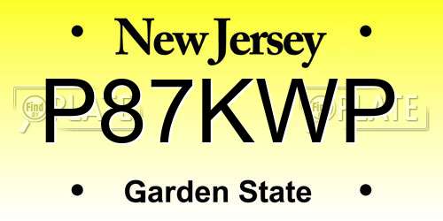 P87KWP New Jersey License Plate