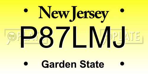 P87LMJ New Jersey License Plate
