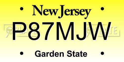 P87MJW New Jersey License Plate