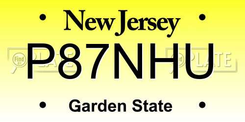 P87NHU New Jersey License Plate