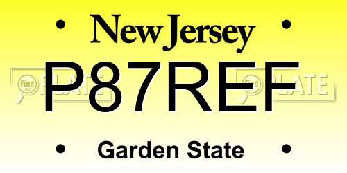 P87REF New Jersey License Plate