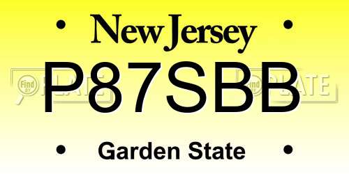 P87SBB New Jersey License Plate